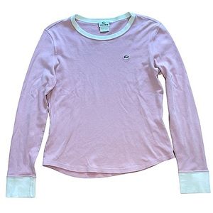 Lacoste Pink & White Vintage Long Sleeve Top